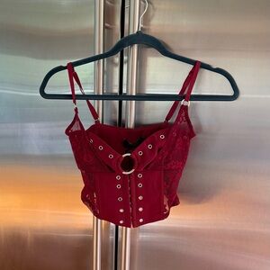 Elegant Red Lace Corset Top
